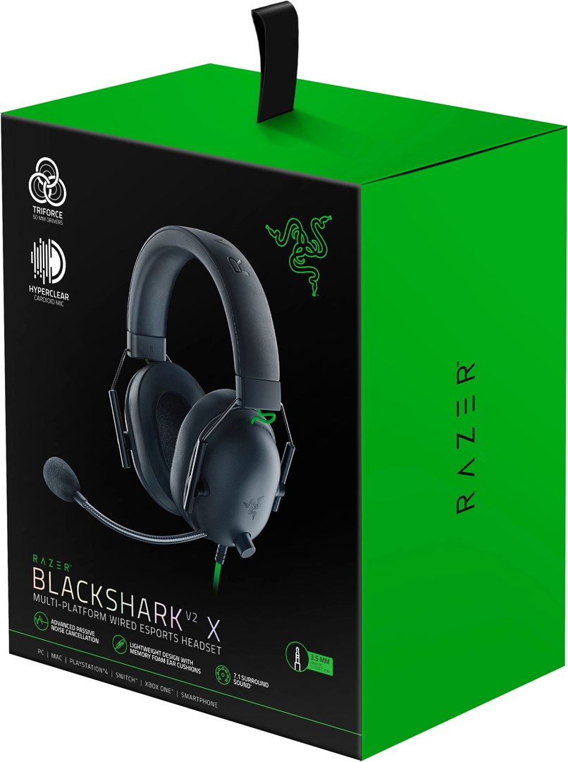 [OUTLET] Kufje Razer Blackshark V2 X, me kabllo, të zeza/ gjelbërta