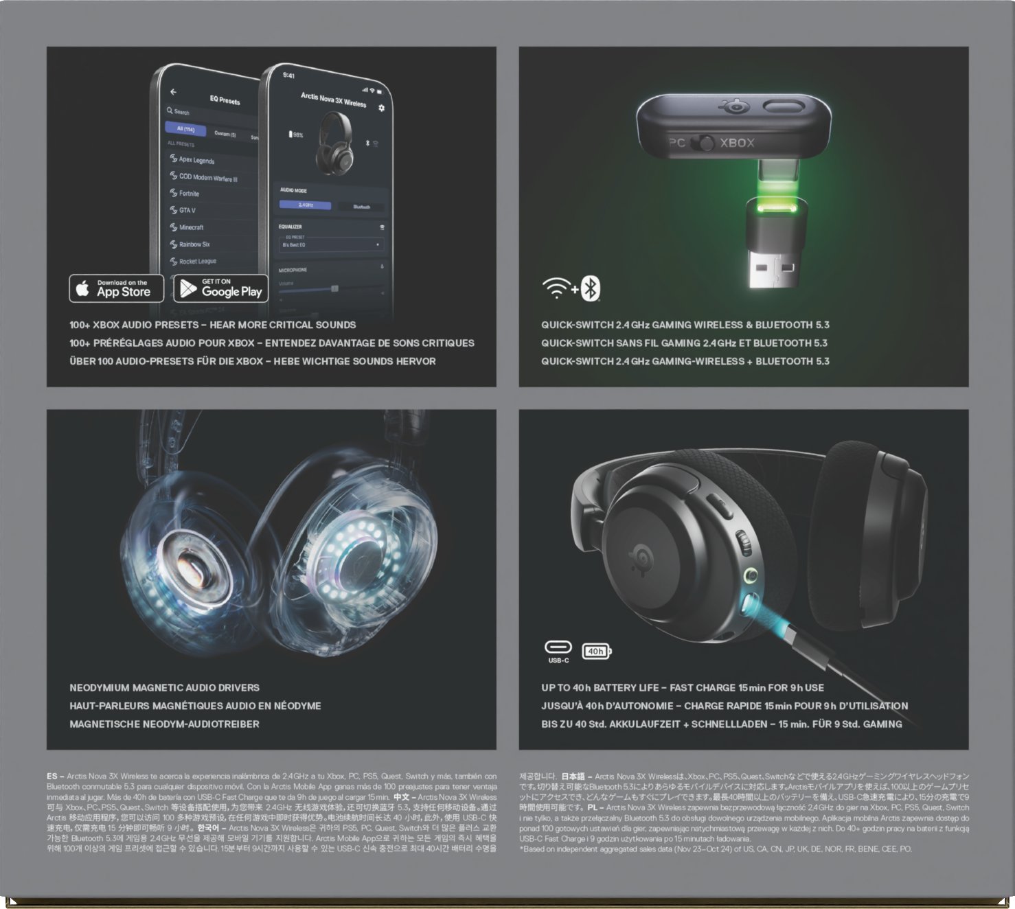 Kufje gaming SteelSeries Arctis Nova 3X Wireless, Xbox, pa tela, të zeza