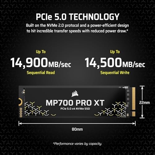 SSD i brendshëm Corsair MP700 PRO XT, M.2 2280, 1TB, PCI-Express 5.0 x4