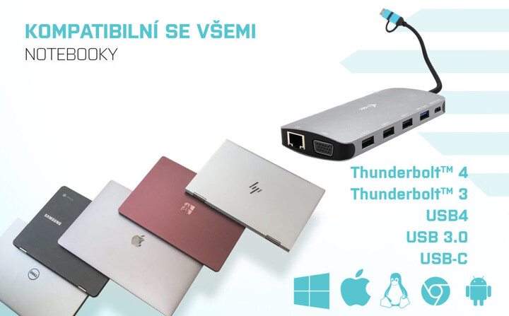Stacion docking i-tec USB 3.0/USB-C/Thunderbolt 3, 3x Display, LAN, PD 100W