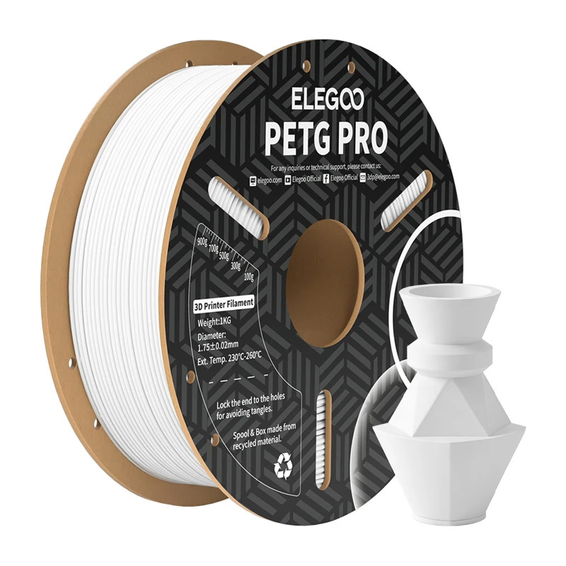Filament 3D Elegoo PETG Pro, 1.75mm, 1kg, i bardhë