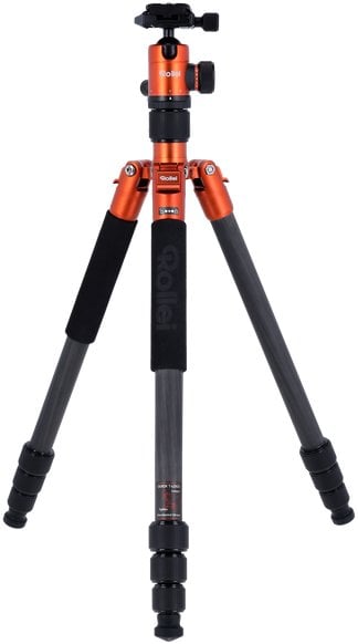 Tripod fotograﬁk Rollei C5i Carbon, karboni, 3 seksione, portokalli