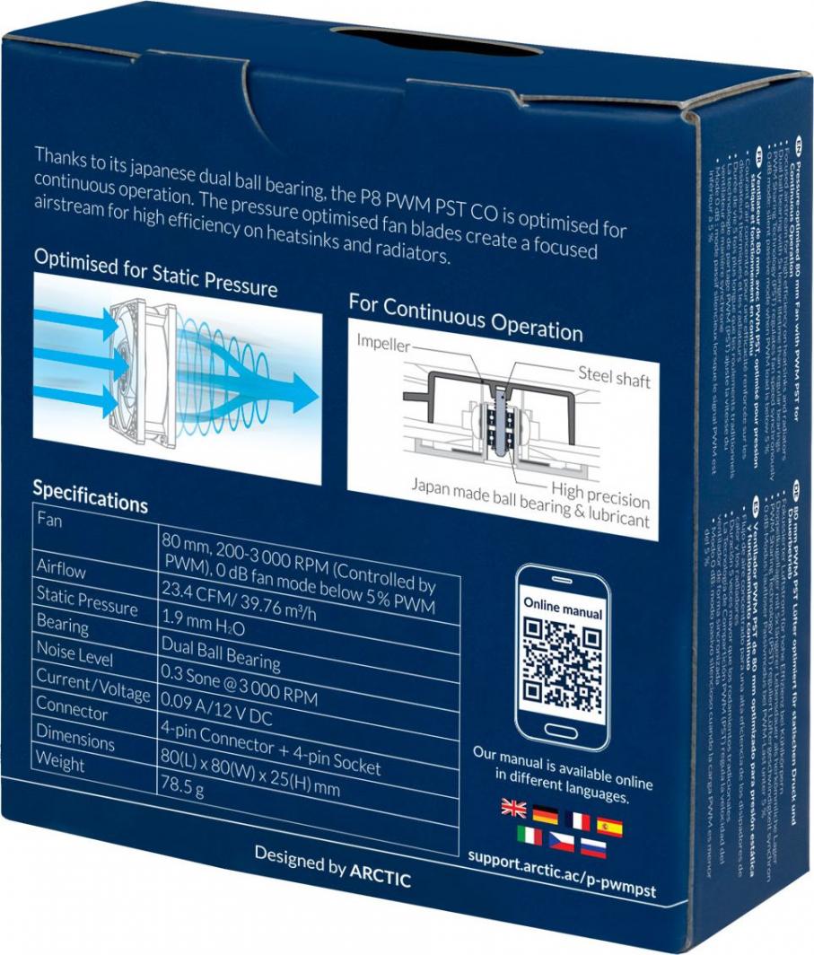 Ftohës Arctic P8 PWM PST CO, 80 mm