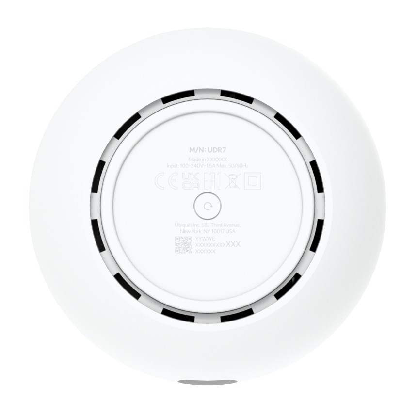 Router pa fijë Ubiquiti Dream 7, WiFi 7, Tri-band 2.4 5 6 GHz, i bardhë