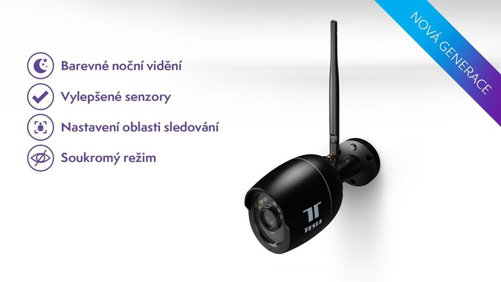 Kamerë e jashtme Tesla Smart 2K, e zezë