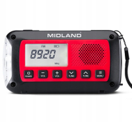 Radio alarm emergjence Midland ER100, 2600mAh, dinamo dhe panel diellor, e zezë