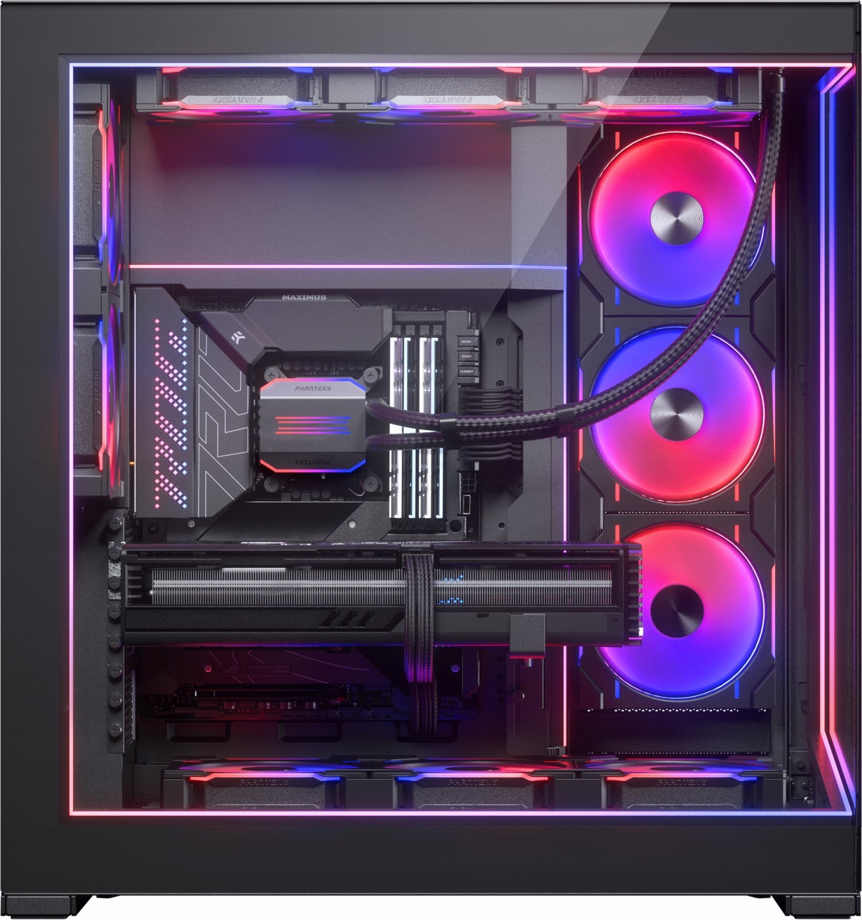 Set ndriçimi DRGB Phanteks NV9 Premium, 4 module LED D A RGB, për kornizën e jashtme NV9, i zi