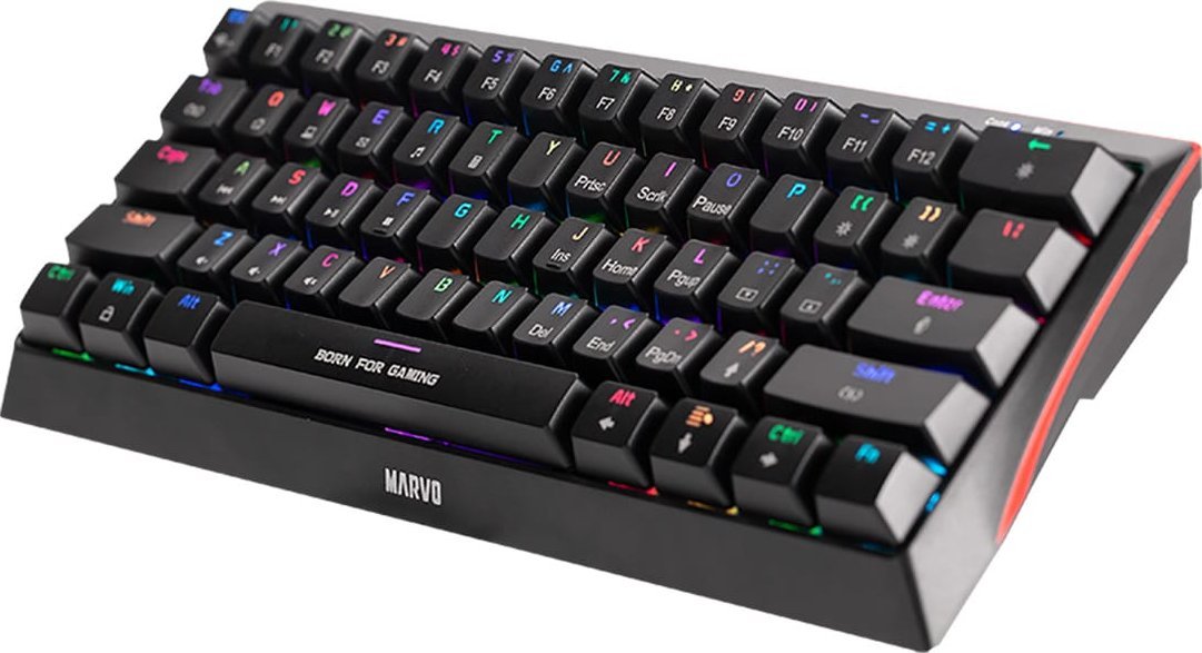 Tastierë gaming Marvo KG962EN B, mekanike Blue, 60%, me drita, e zezë