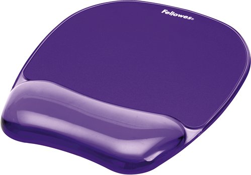 Jastëk ergonomik për kyç dore Fellowes Gel Crystals, xhel i tejdukshëm, kundër rrëshqitjes, i purpurt
