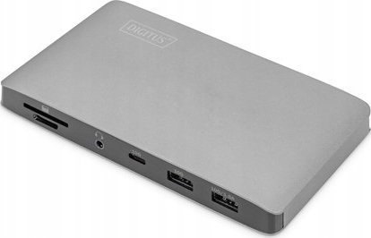 Stacion dokimi USB C Digitus DA-70895, 2x 4K ose 8K, Gigabit LAN, gri e zezë