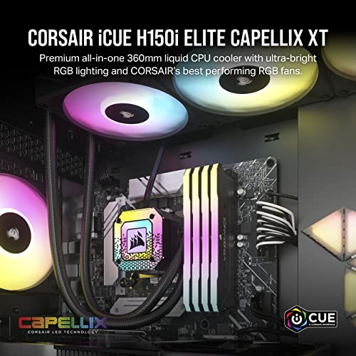 Ftohës uji për CPU Corsair iCUE H150i Elite Capellix XT, 360mm, RGB, i zi, i rinovuar