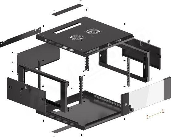 Kabinet Lanberg për montim në mur, 19" 4U (modeli WF01-6604-10B)