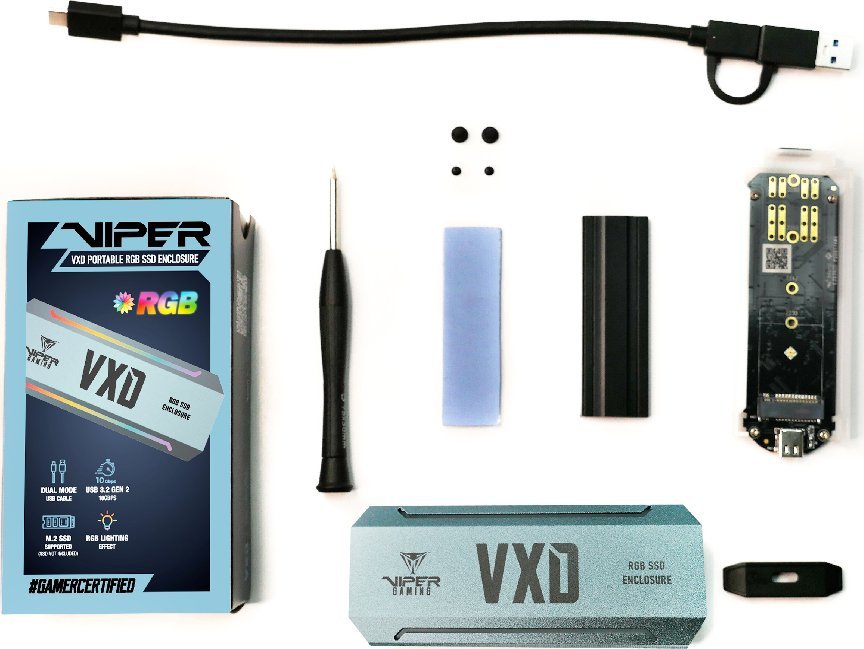 Kuti eksterne për SSD M.2 Patriot VXD PV860UPRGM, USB 3.2 Gen2, RGB, alumini
