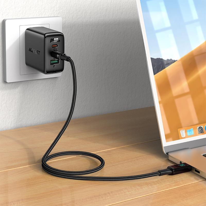 Kabllo Acefast USB C në Lightning, 1.2 m, 30W, e zezë