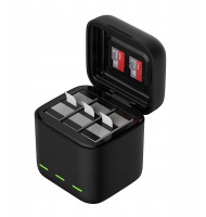 Karikues baterish TELESIN, 3 slote, karikim i shpejtë, për GoPro Hero 13 Black, i zi