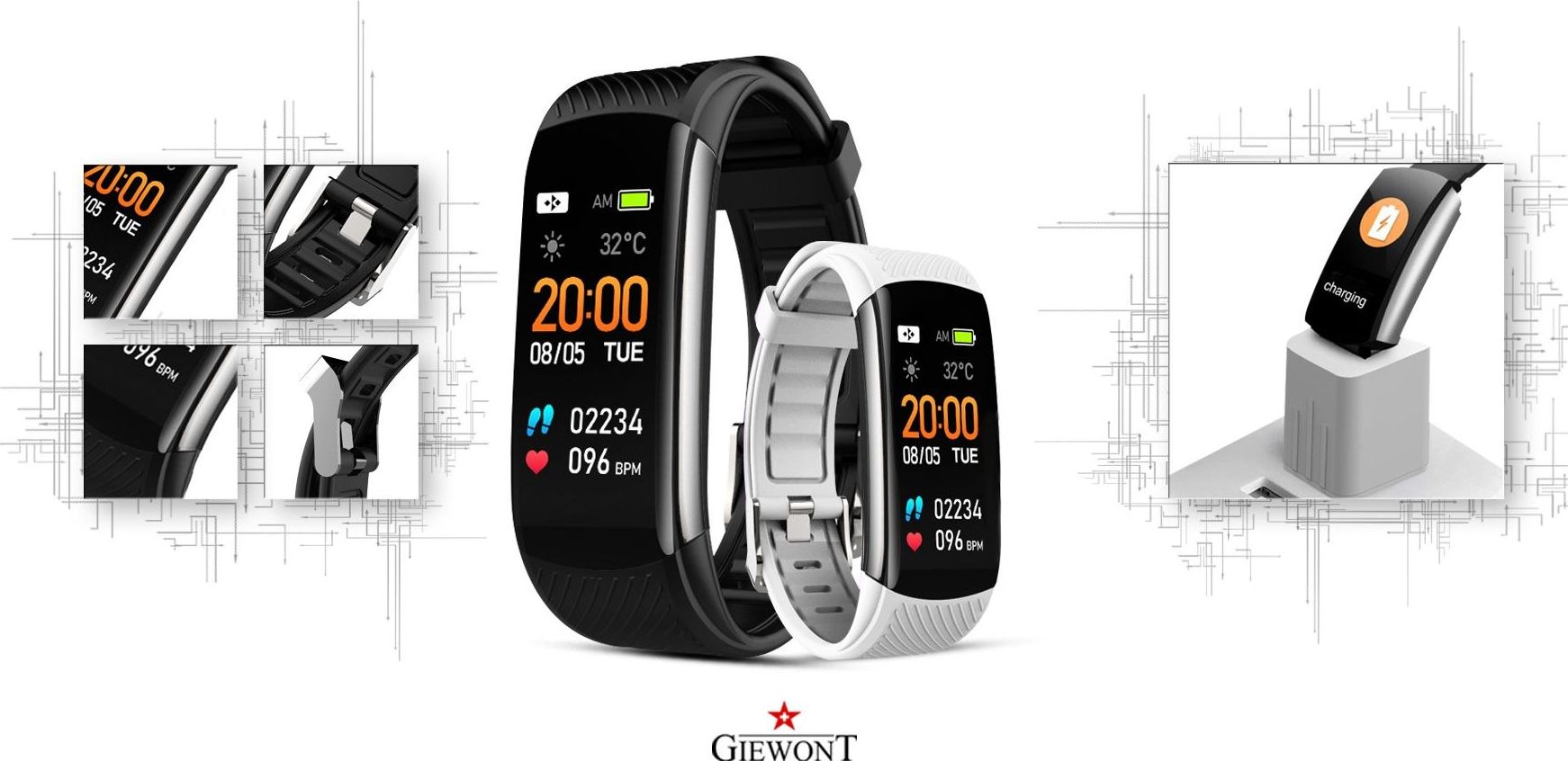 Rrip smartwatch universal për Xiaomi Samsung Realme Oppo, silikon, i zi