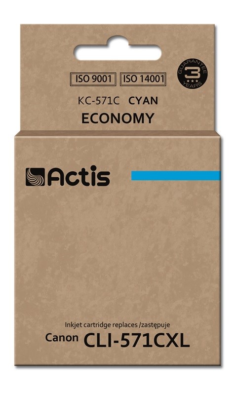 Ngjyrë për printer Actis KC-571C (zëvendësim për Canon CLI-571C), 12 ml, e kaltër