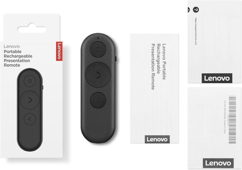 Telekomandë prezantimi Lenovo Portable Rechargeable Remote, me bateri të rikarikueshme, portative, e zezë