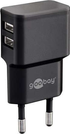 Ѕиден полнач Goobay Dual Charger 44951, 2x USB A, 2.4A, бел