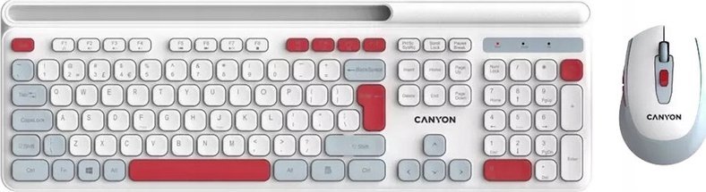 Set tastierë dhe mi CANYON HSET-W5, wireless 2.4 GHz, 105 taste, i bardhë
