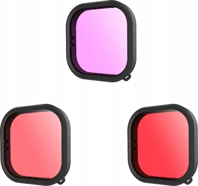 Set filtrash zhytës Telesin për GoPro Hero 9 Black, 3 në 1, i kuq rozë vjollcë