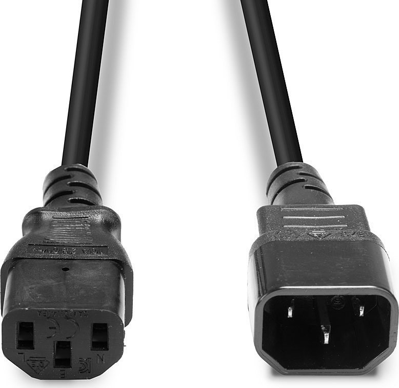 Kabllo zgjatëse rryme Lindy IEC C14 në IEC C13, 0.5m, e zezë