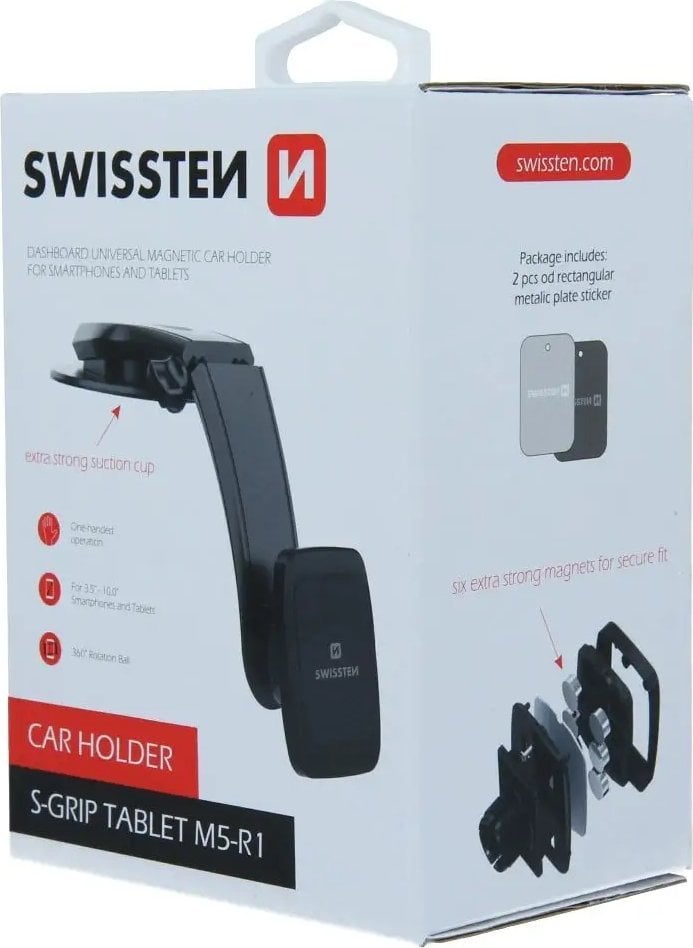 Mbajtës telefoni për makinë Swissten M5 R1, magnetik, për panel