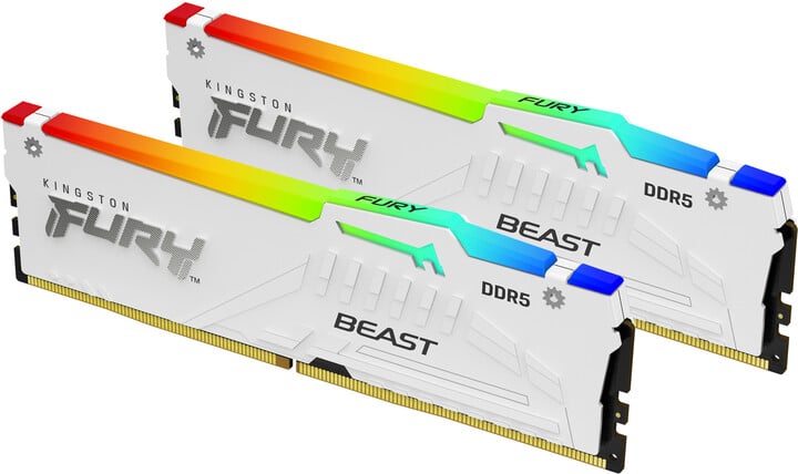 Оперативна меморија Kingston Fury Beast White RGB 64GB (2x32GB) DDR5 5600 CL40, бел
