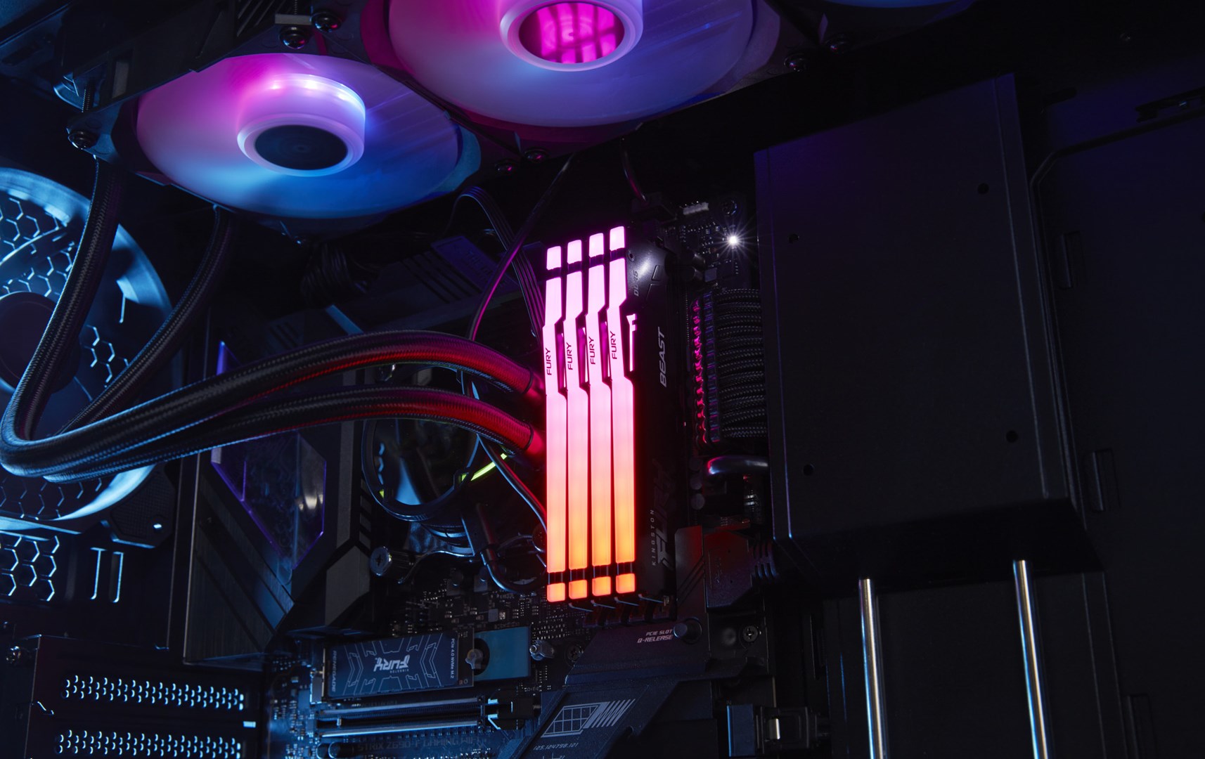 RAM desktop Kingston FURY Beast, 32GB DDR5, 6000MT/s, RGB, i zi