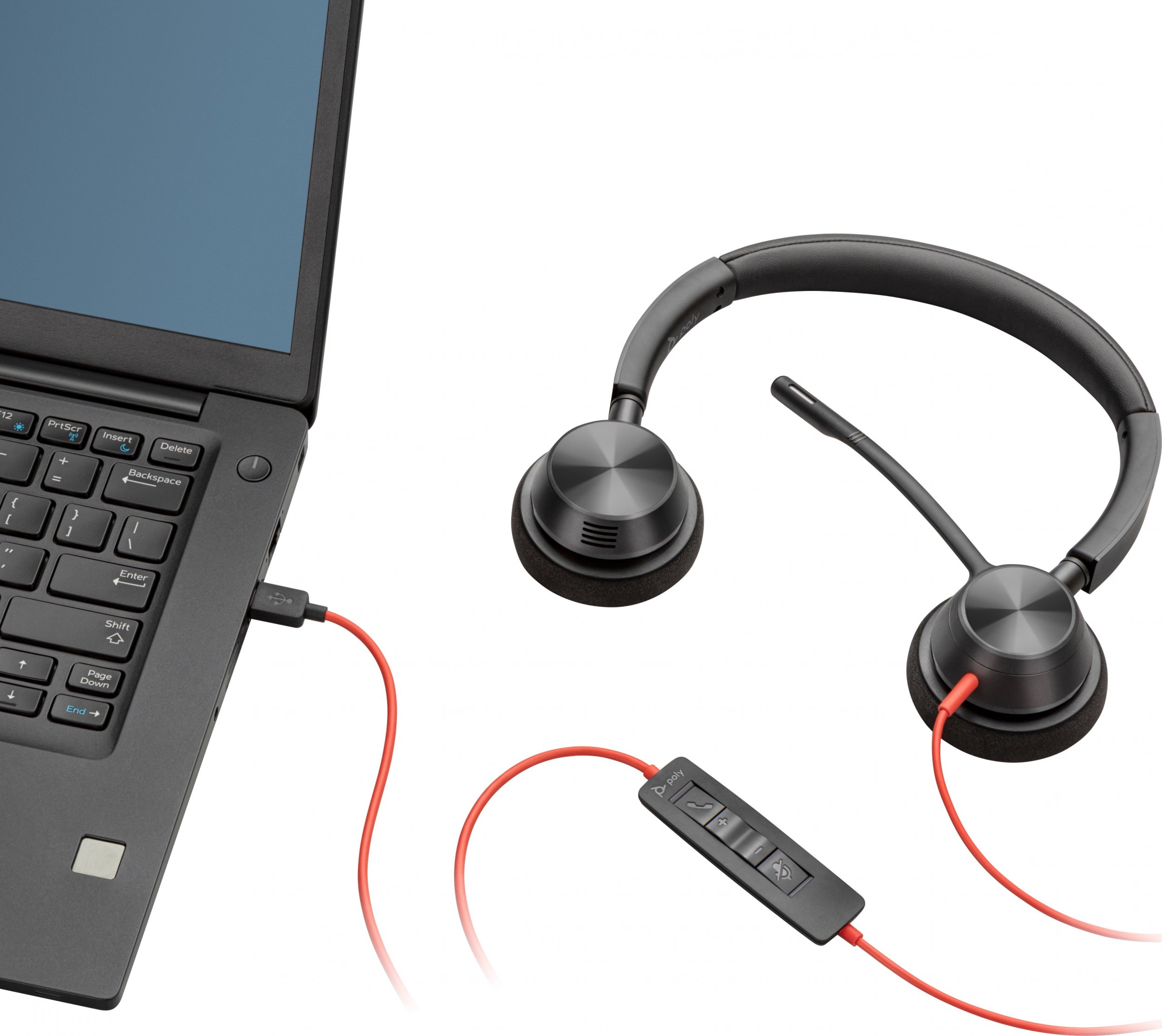 Kufje со микрофон Poly Blackwire 3320, USB, над уши, црни