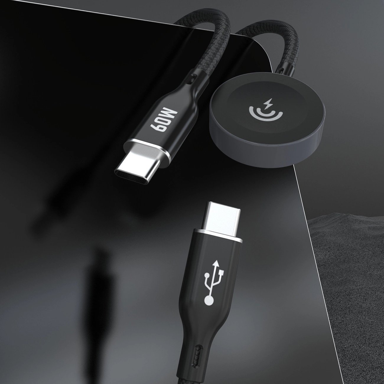 Karikues 2 në 1 Dudao A12Maxc, PD 60W, për Apple Watch dhe USB C, i zi