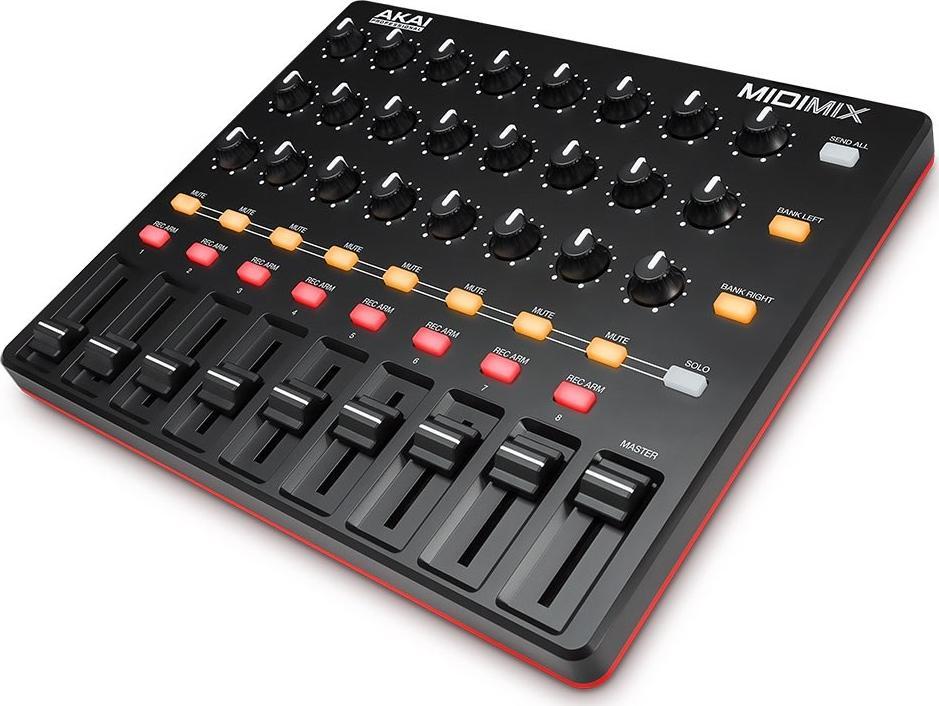 Kontrollues MIDI Akai MIDImix, sipërfaqe kontrolli, portabël, i zi