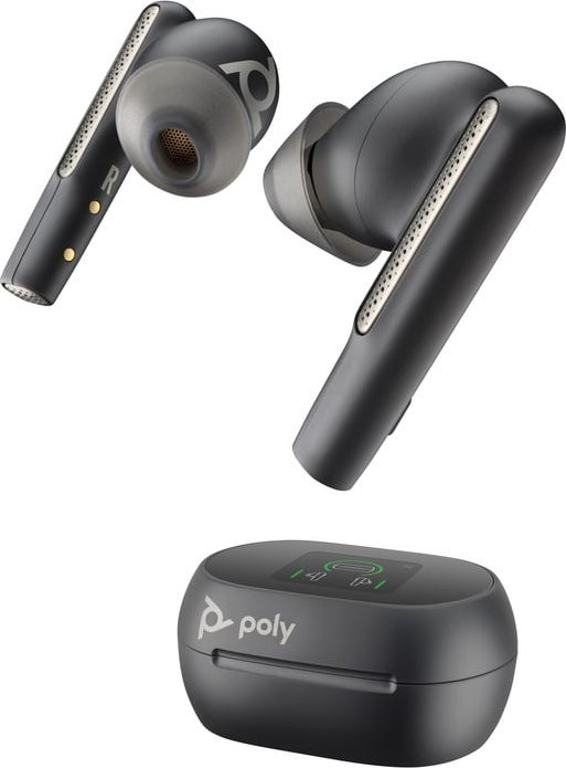 Kufje wireless Poly Voyager Free 60+ UC, me kuti karikimi me ekran me prekje, Microsoft Teams, USB A, të zeza
