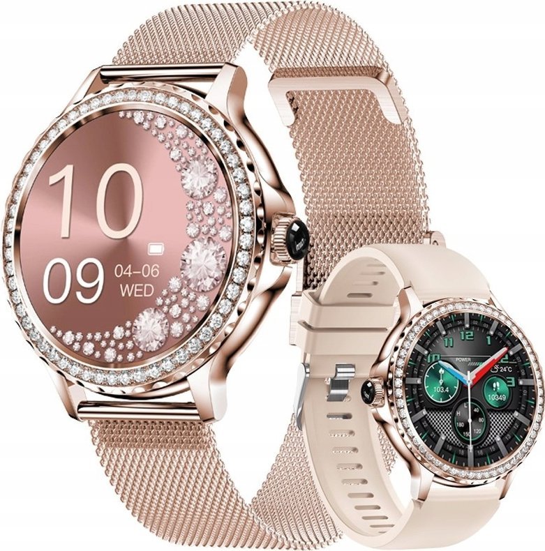 Smartwatch për gra Veltori VT320-1, ekran 1.30", Bluetooth 5.0, ar me rrip rozë