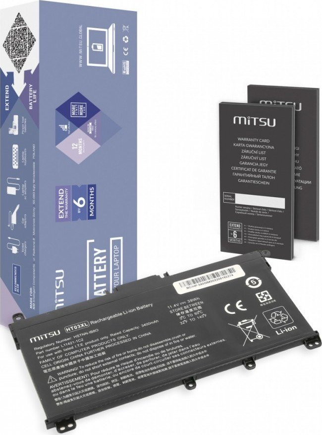 Bateri laptopi Mitsu për HP 240 250 G7 G8 340 348 G5 G7, 3400 mAh 39 Wh, 11.4V