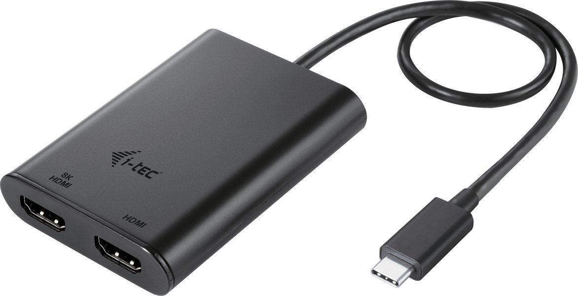 Adapter USB I-TEC C31DUAL4K60HDMI, USB C në HDMI x2, 8K, i zi