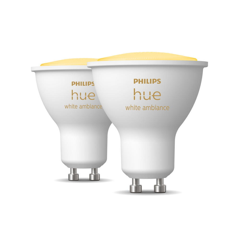 Llambë spot e mençur Philips Hue White Ambience GU10, set 2 copë, GU10, dritë e bardhë e rregullueshme