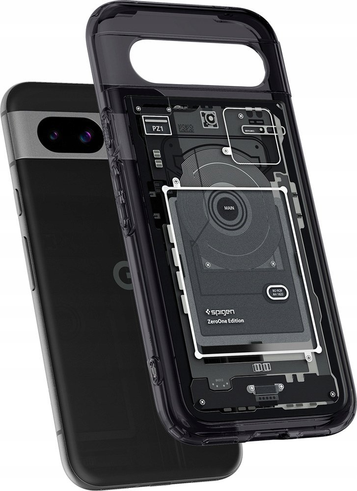Mbështjellës telefoni Spigen Ultra Hybrid Zero One, për Google Pixel 8a, transparent