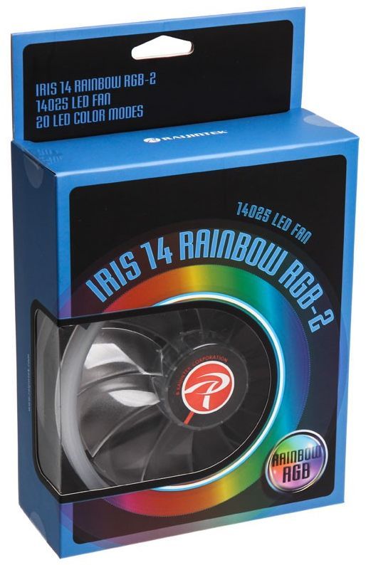 Ventilatorë PC Raijintek Iris 14 Rainbow RGB, 140mm, PWM, paketim 2 copë