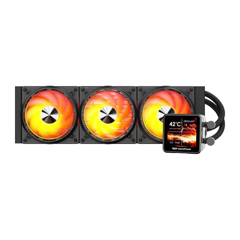 Ftohës uji CPU Darkflash DE360 AIO, 360mm, ekran LCD, i zi