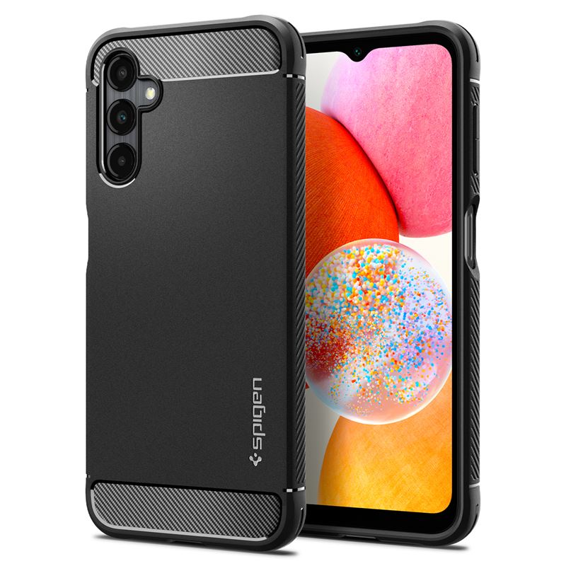 Mbrojtëse për celular Samsung Galaxy A14 LTE Spigen Rugged Armor, e zezë