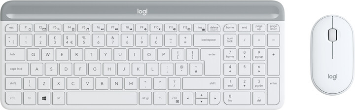Set tastierë + maus Logitech MK470 Slim Wireless Combo, US, i bardhë