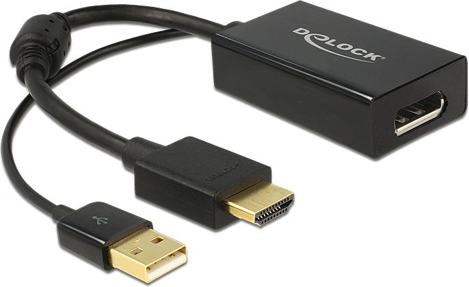 Përshtatës DeLock HDMI - DisplayPort + USB A 62667, i zi