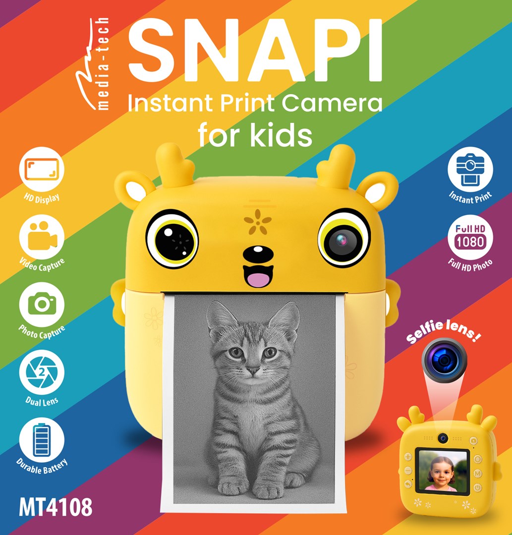 Kamerë digjitale për fëmijë SNAPI MT4108, printer termik, 8MP, e verdhë
