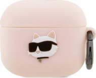 Kësë Karl Lagerfeld KLA3RUNCHP për Apple AirPods 3, silikon, koleksioni Choupette Head 3D, rozë