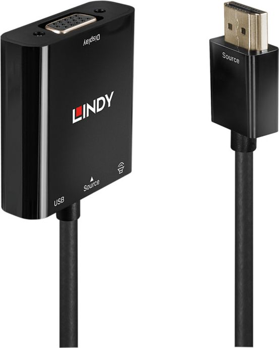 Përshtatës Lindy HDMI në D-Sub (VGA), i zi
