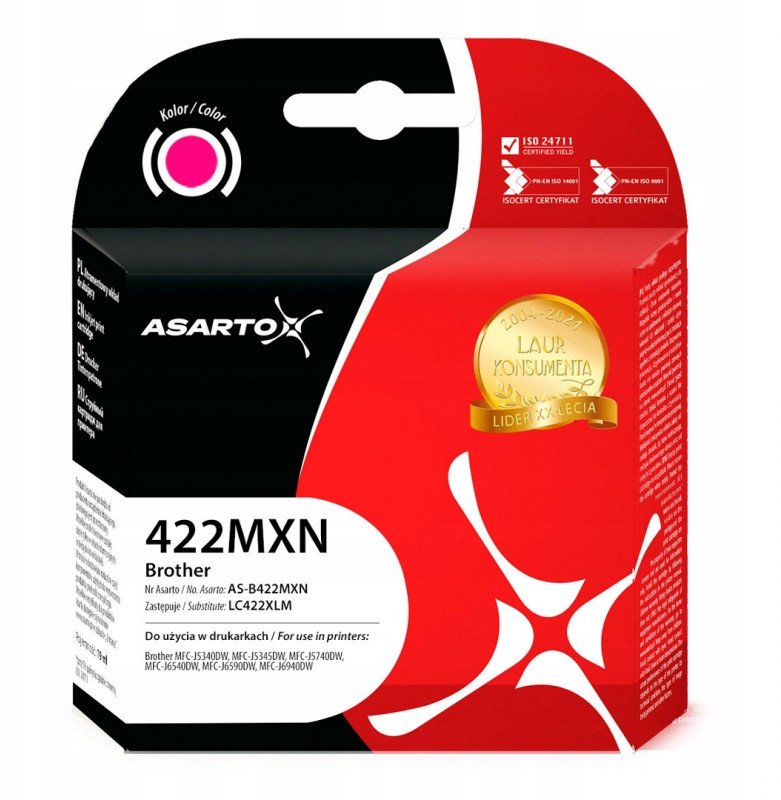 Kartush boje Asarto për Brother LC422XLM, 19ml, 1500 faqe, magenta