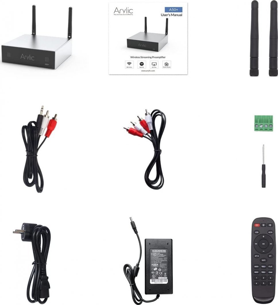 Përforcues rrjeti Arylic A50+, 2x50W, Wi-Fi Bluetooth, i zi