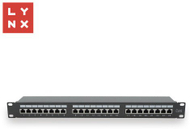 Patch panel LYNX 19", 24 porta STP Cat6, i mbrojtur, i zi