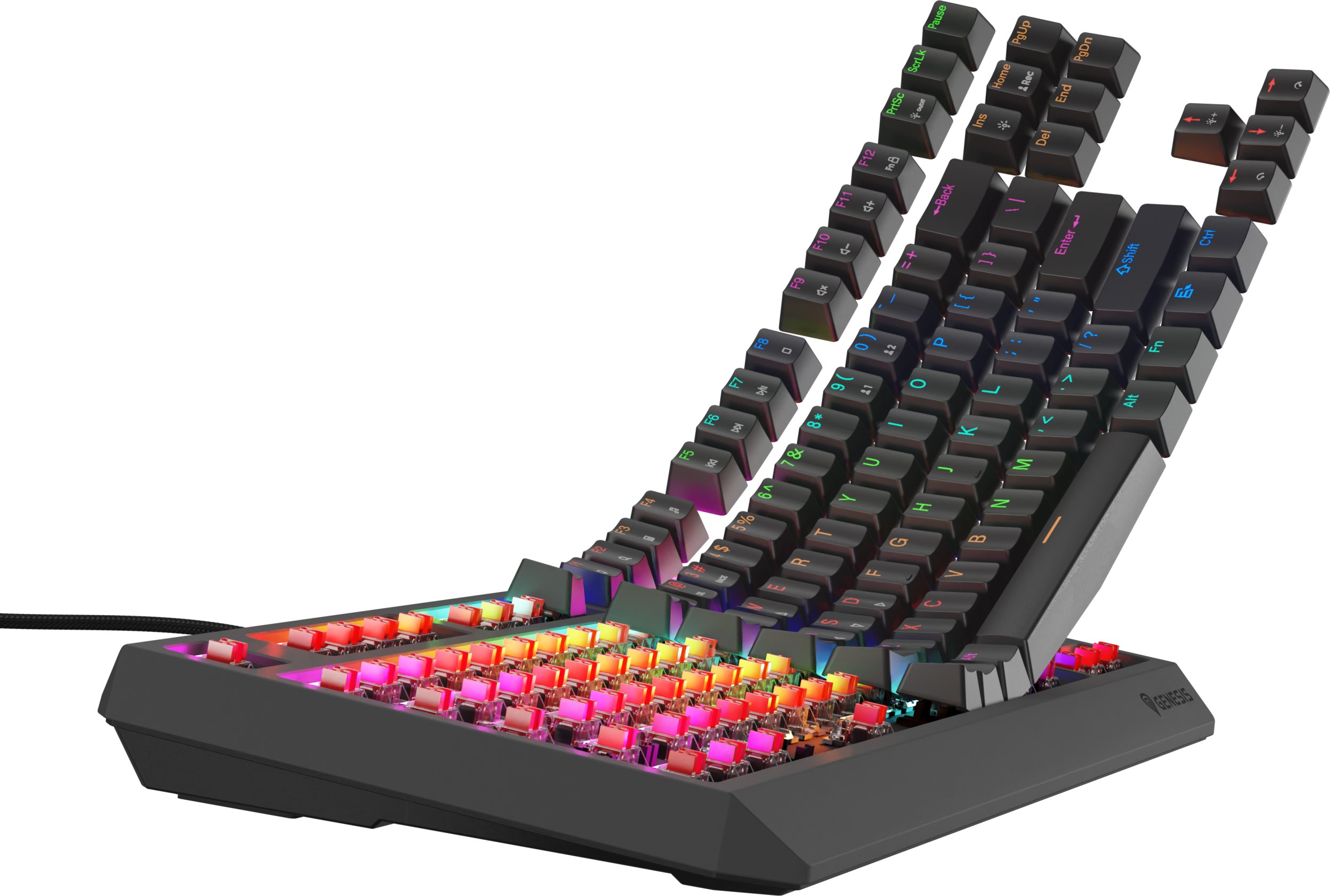 Tastierë mekanike gaming Genesis Thor 230 Lite TKL, RGB, Hot Swap, me kabllo USB, ANSI, e zezë